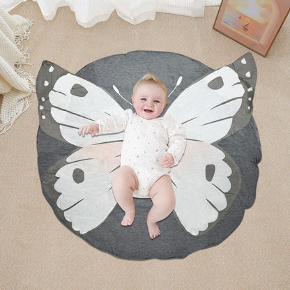 ABREEZE - Tapete de juego redondo con diseño de mariposa