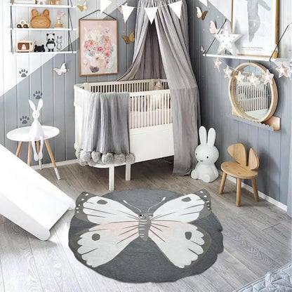 ABREEZE - Tapete de juego redondo con diseño de mariposa