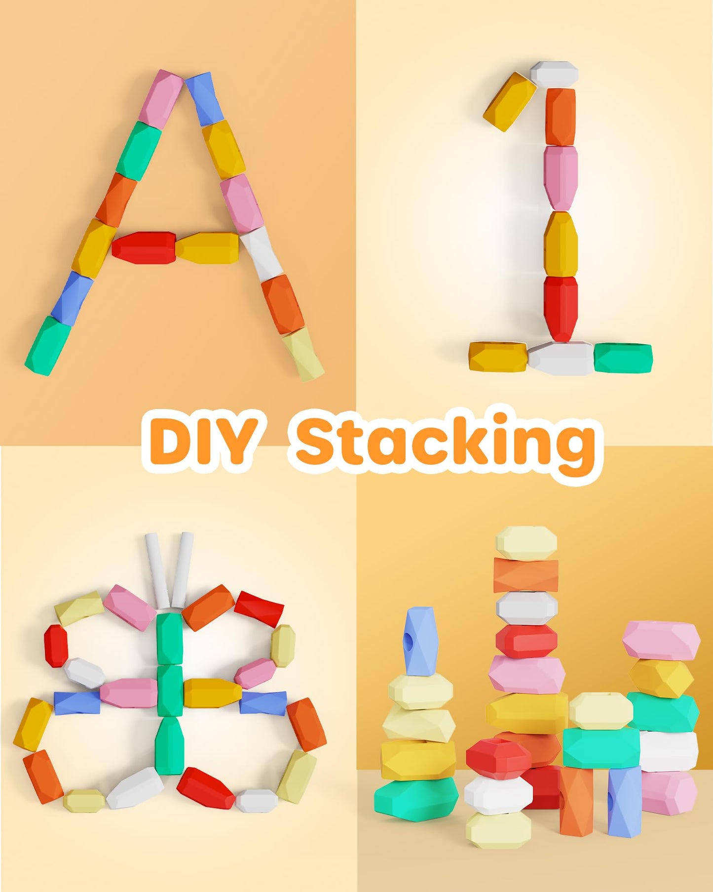 D-FantiX 39 piedras apilables de silicona para clasificar rocas