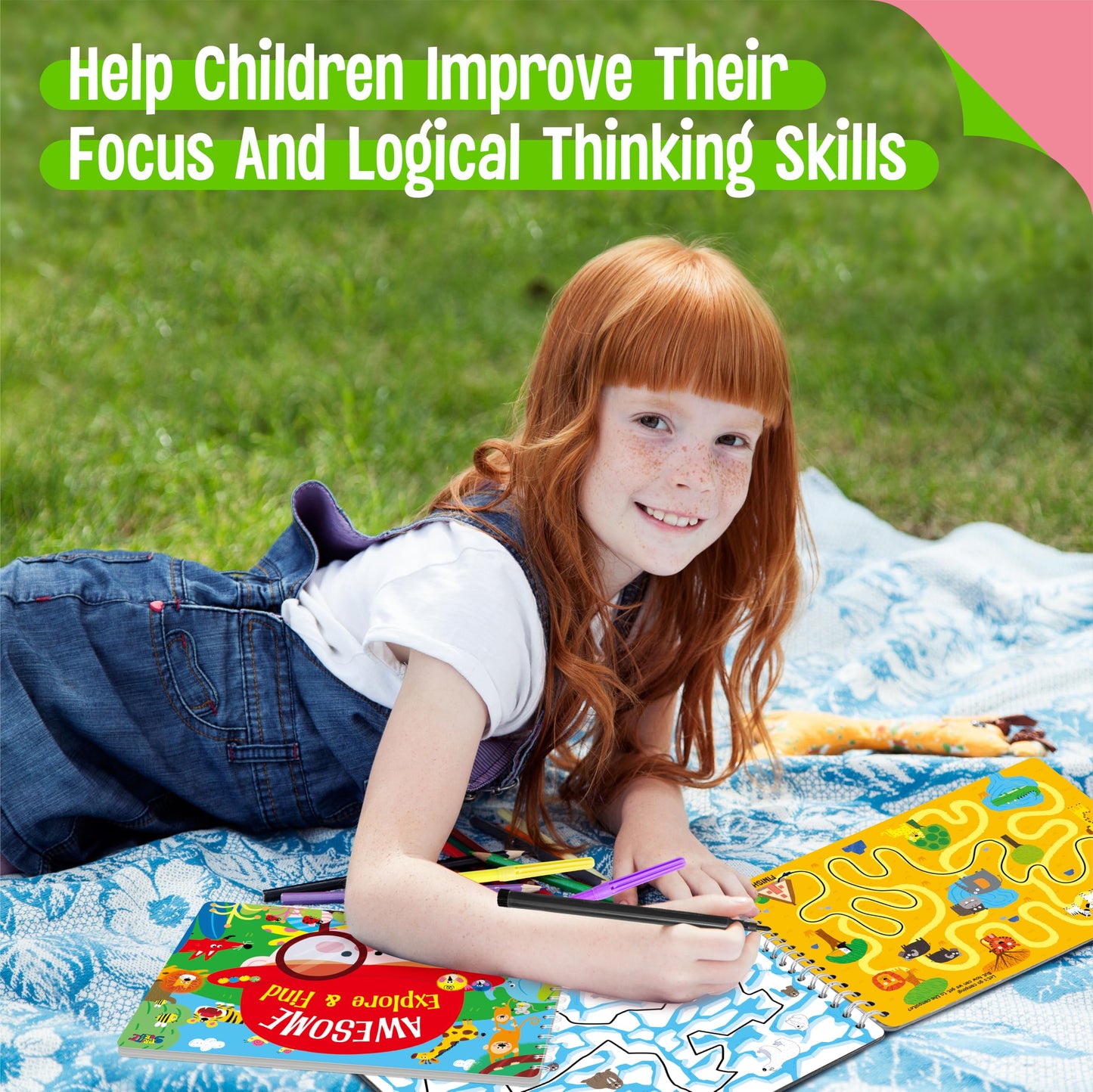 SpriteGru 2 blocs de juegos de viaje, 60 juegos de actividades de borrado en seco