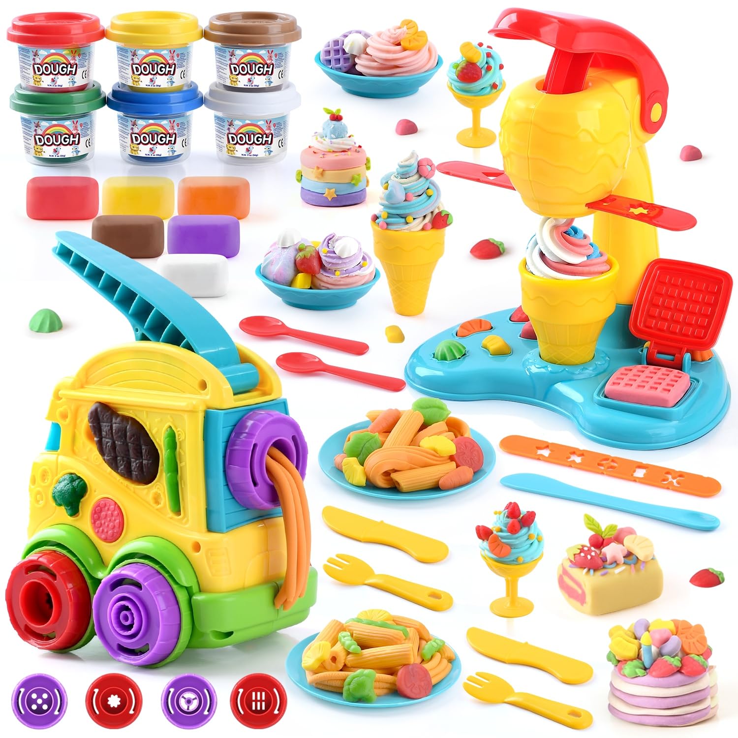 PLAY Juego de creaciones de cocina de masa de color 2 en 1, para hacer fideos para helados