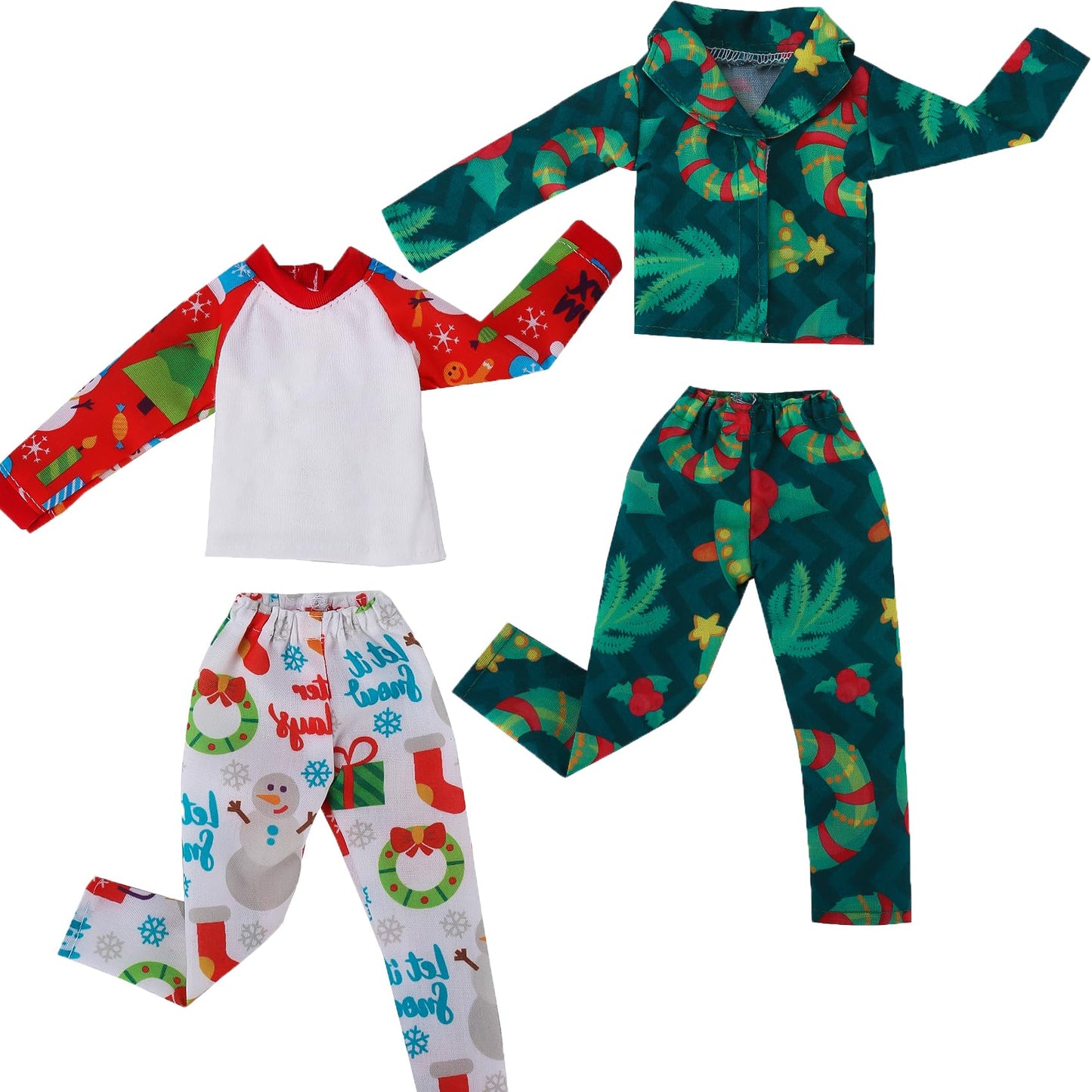 YAMASO ELF Conjunto de ropa de dormir para muñeca de 2 piezas (verde+rojo)