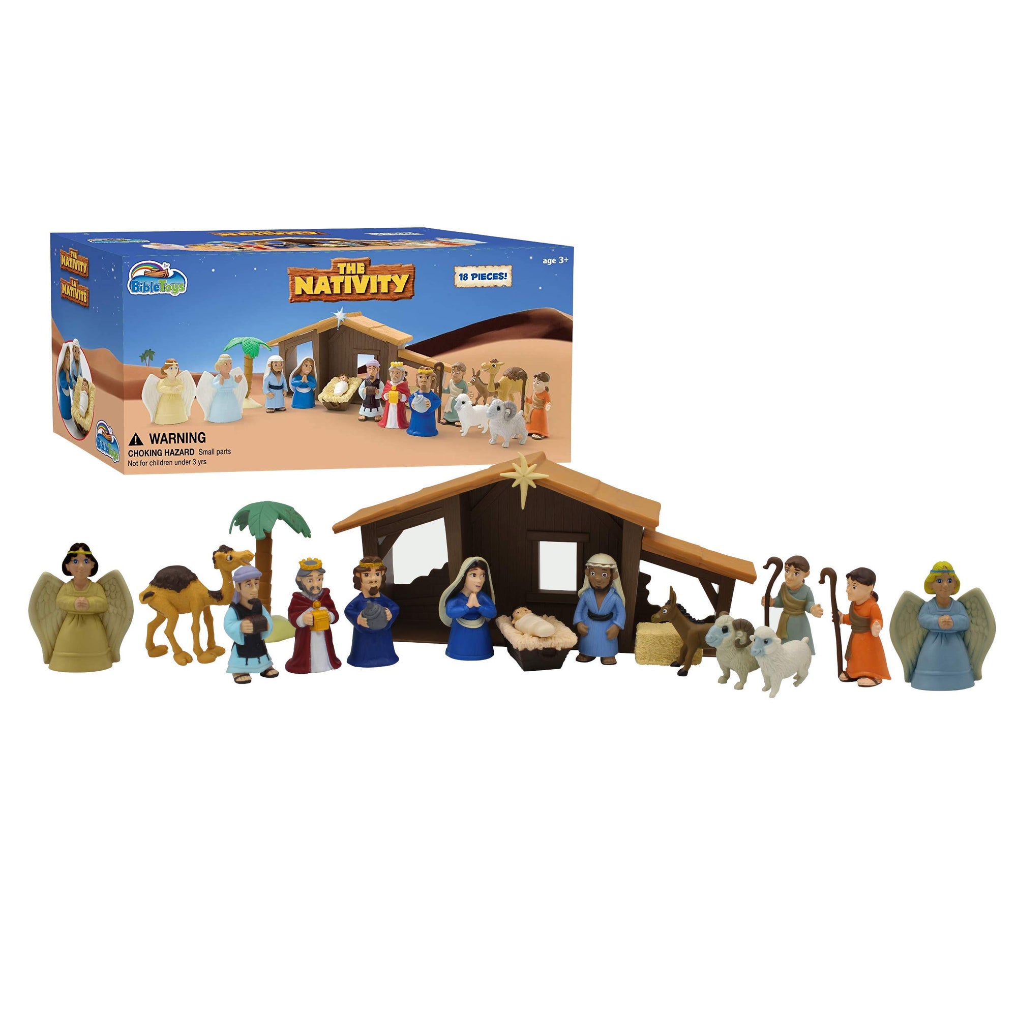 BibleToys Juego de pesebre – Escena de pesebre de historias de Navidad, 18 piezas