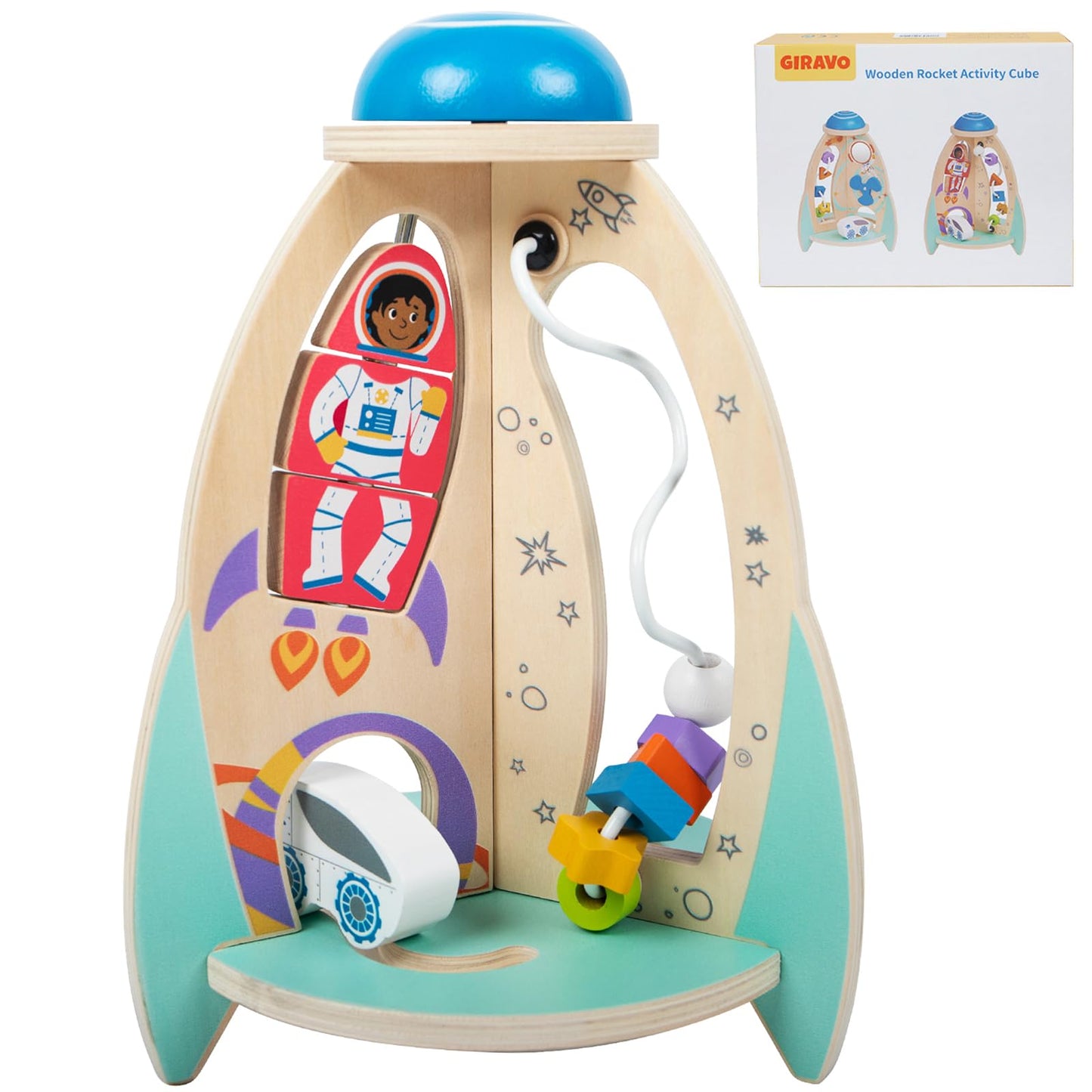 Cubo de actividades Montessori de madera para bebés
