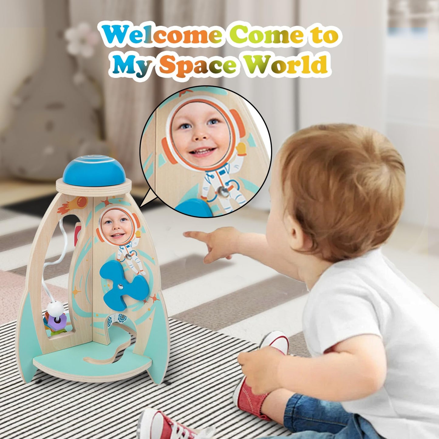 Cubo de actividades Montessori de madera para bebés