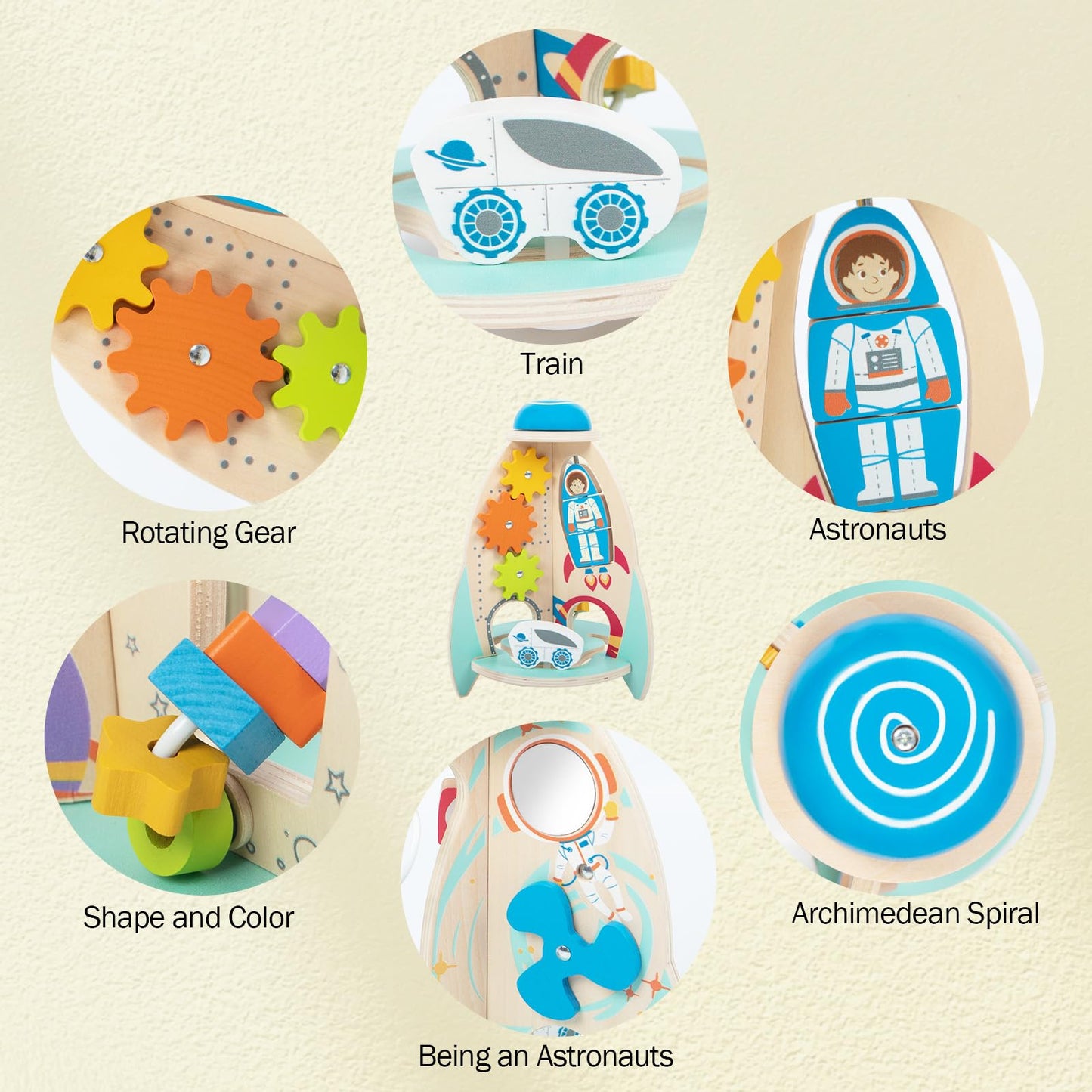 Cubo de actividades Montessori de madera para bebés