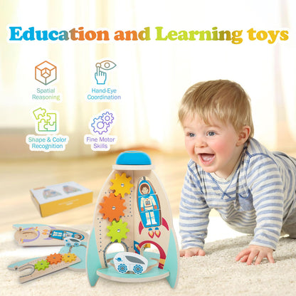 Cubo de actividades Montessori de madera para bebés