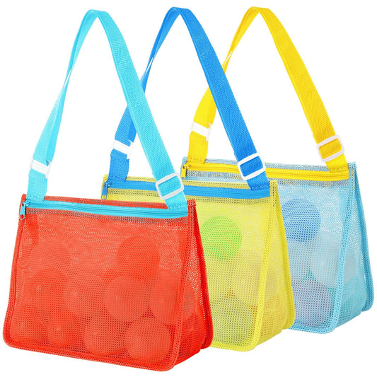MARFOREVER Paquete de 3 juguetes de playa de malla, bolsa de playa