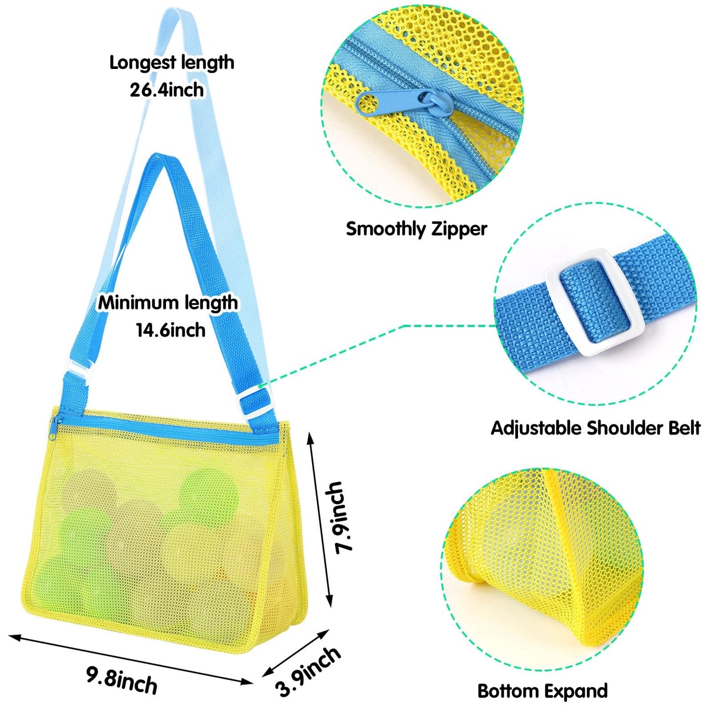 MARFOREVER Paquete de 3 juguetes de playa de malla, bolsa de playa