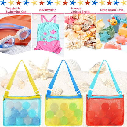 MARFOREVER Paquete de 3 juguetes de playa de malla, bolsa de playa