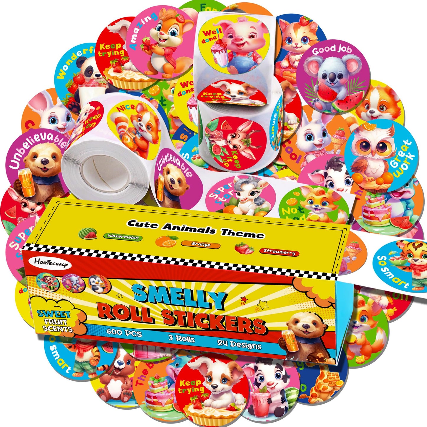 Rollos de pegatinas HORIECHALY para rascar y oler