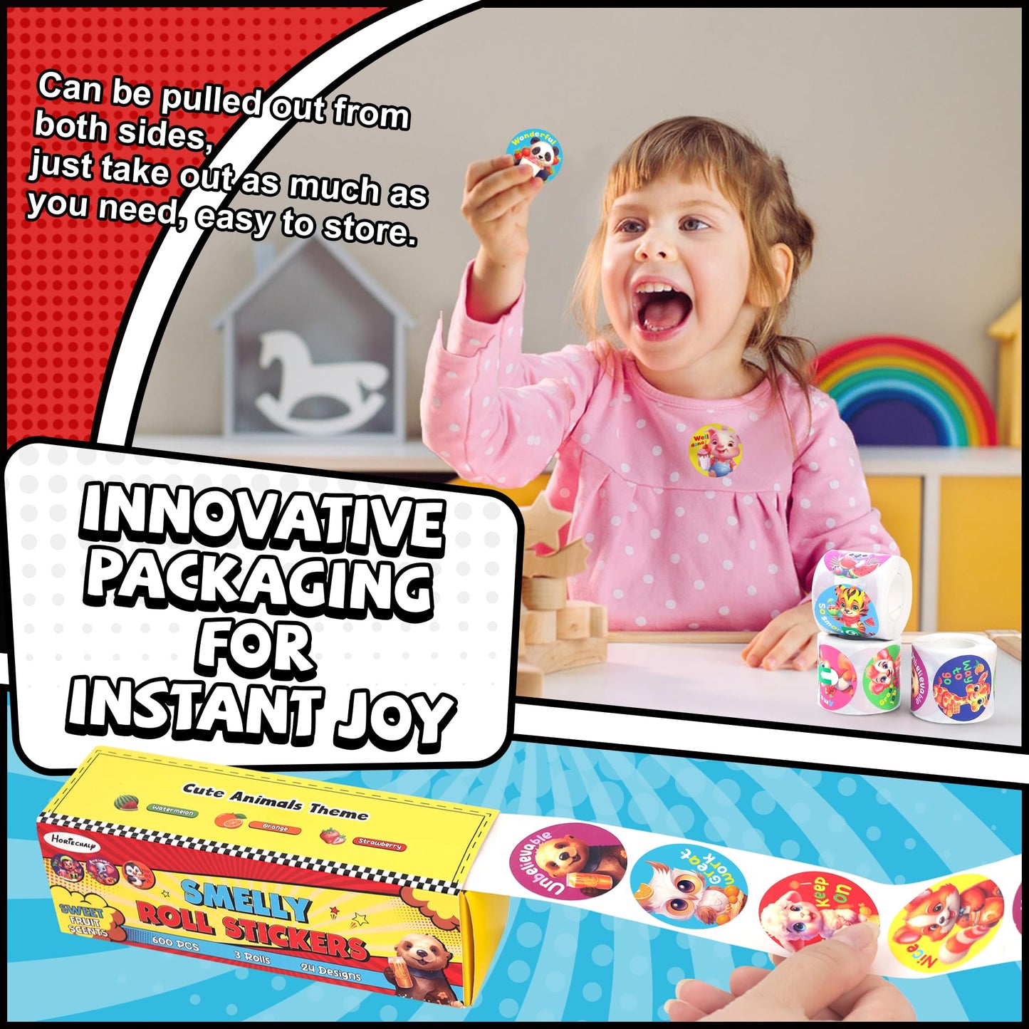 Rollos de pegatinas HORIECHALY para rascar y oler