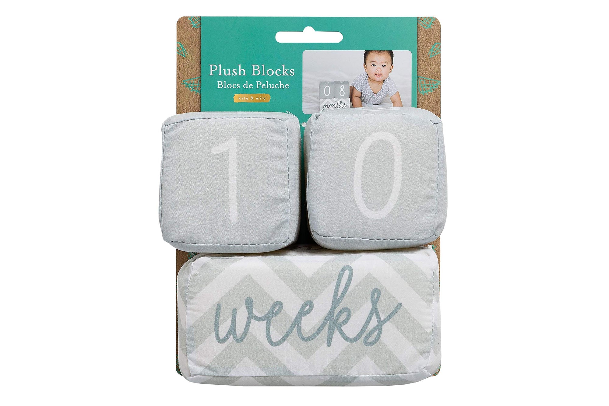 Marcadores de hitos para bebés, bloques de felpa para el mes del bebé