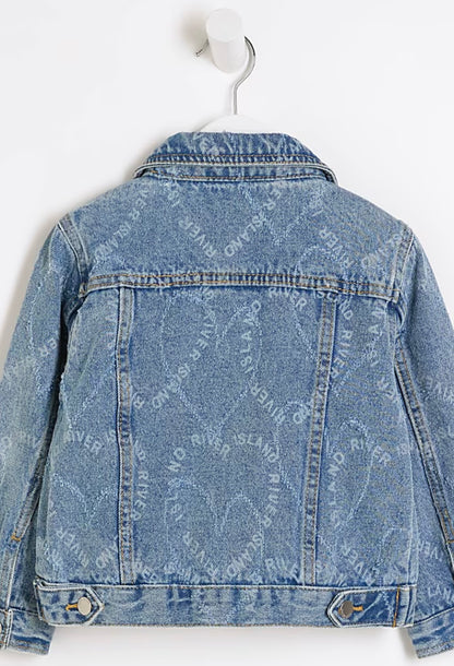 Chaqueta vaquera desgastada con corazones azules para niñas, 2-3 años