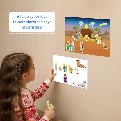 24 hojas de calcomanías de Navidad con texto en inglés «Make a Nativity»