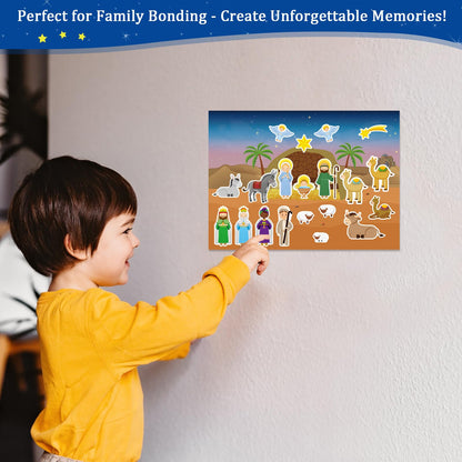 24 hojas de calcomanías de Navidad con texto en inglés «Make a Nativity»