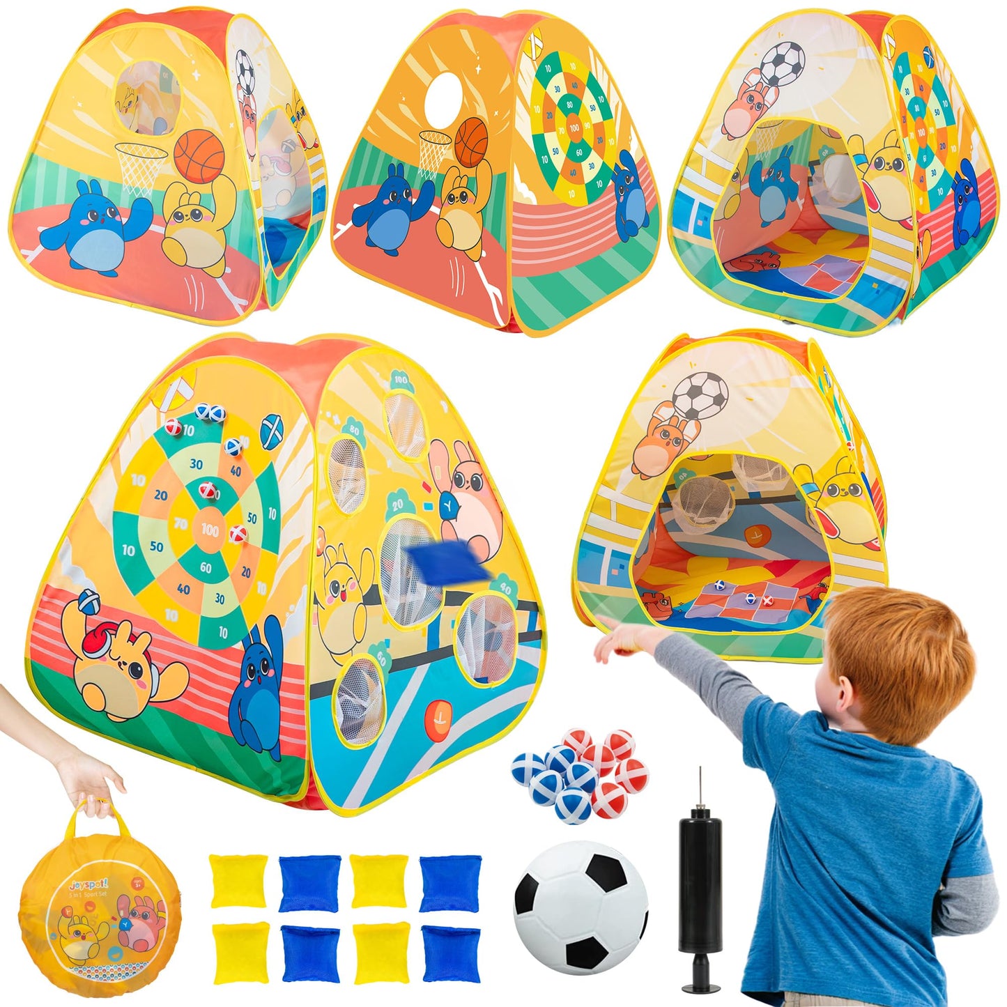 Tienda de campaña 5 en 1 para niños con juego de lanzamiento de bolsas de frijoles