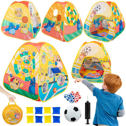 Tienda de campaña 5 en 1 para niños con juego de lanzamiento de bolsas de frijoles