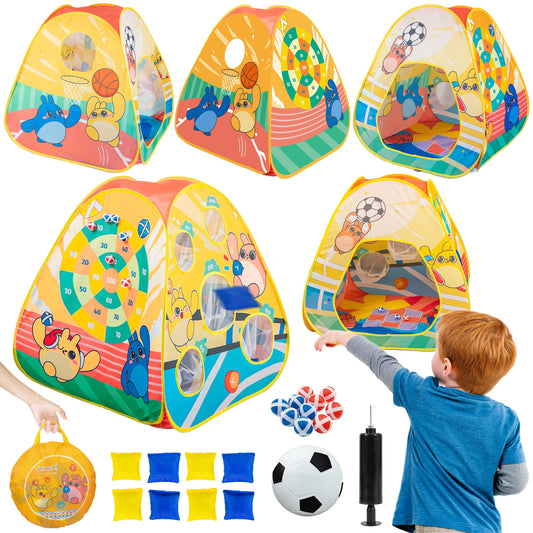 Tienda de campaña 5 en 1 para niños con juego de lanzamiento de bolsas de frijoles