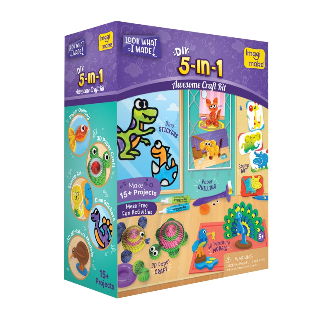 Imagimake Awesome Craft Kit - Kit de juegos creativos y de bricolaje 5 en 1 para niños