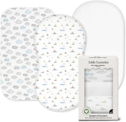 100% ORGANIC BASSINET FITTED SHEETS (3-PACK)