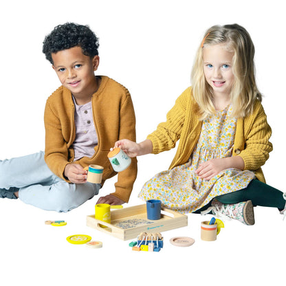 Manhattan Toy Flora & Fauna - Juego de té de madera de 23 piezas para niños pequeños y niños
