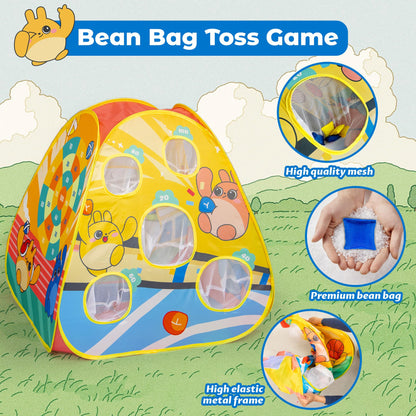 Tienda de campaña 5 en 1 para niños con juego de lanzamiento de bolsas de frijoles