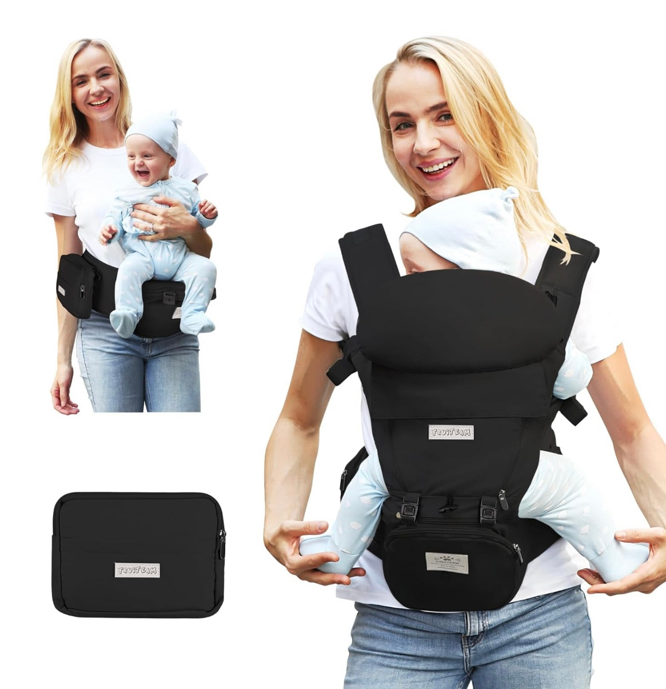 FRUITEAM - Portabebés de bebé recién nacido a niño, taburete de cintura con asiento de cadera