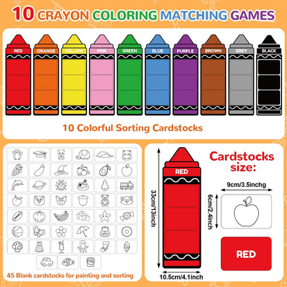 Juego de 55 piezas de clasificación de colores de crayón para colorear
