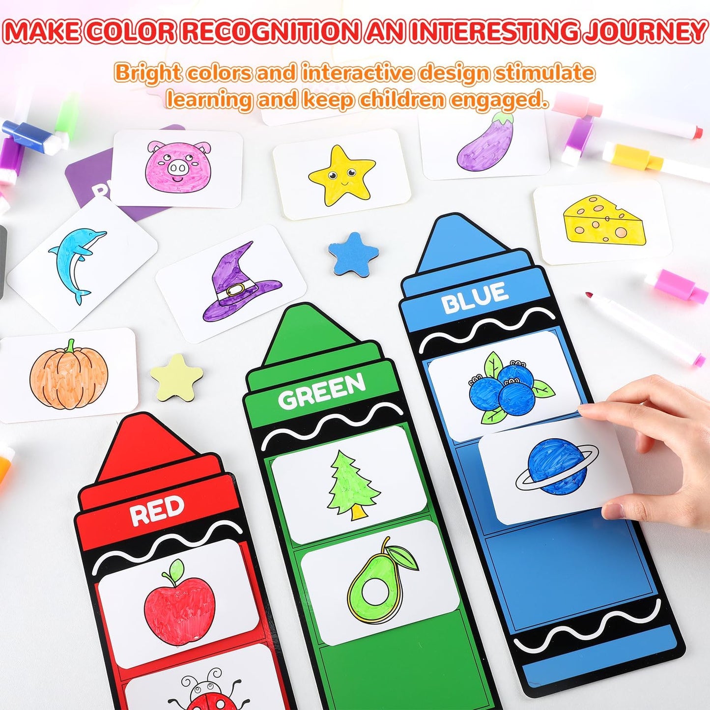 Juego de 55 piezas de clasificación de colores de crayón para colorear