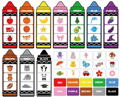 Juego de 55 piezas de clasificación de colores de crayón para colorear