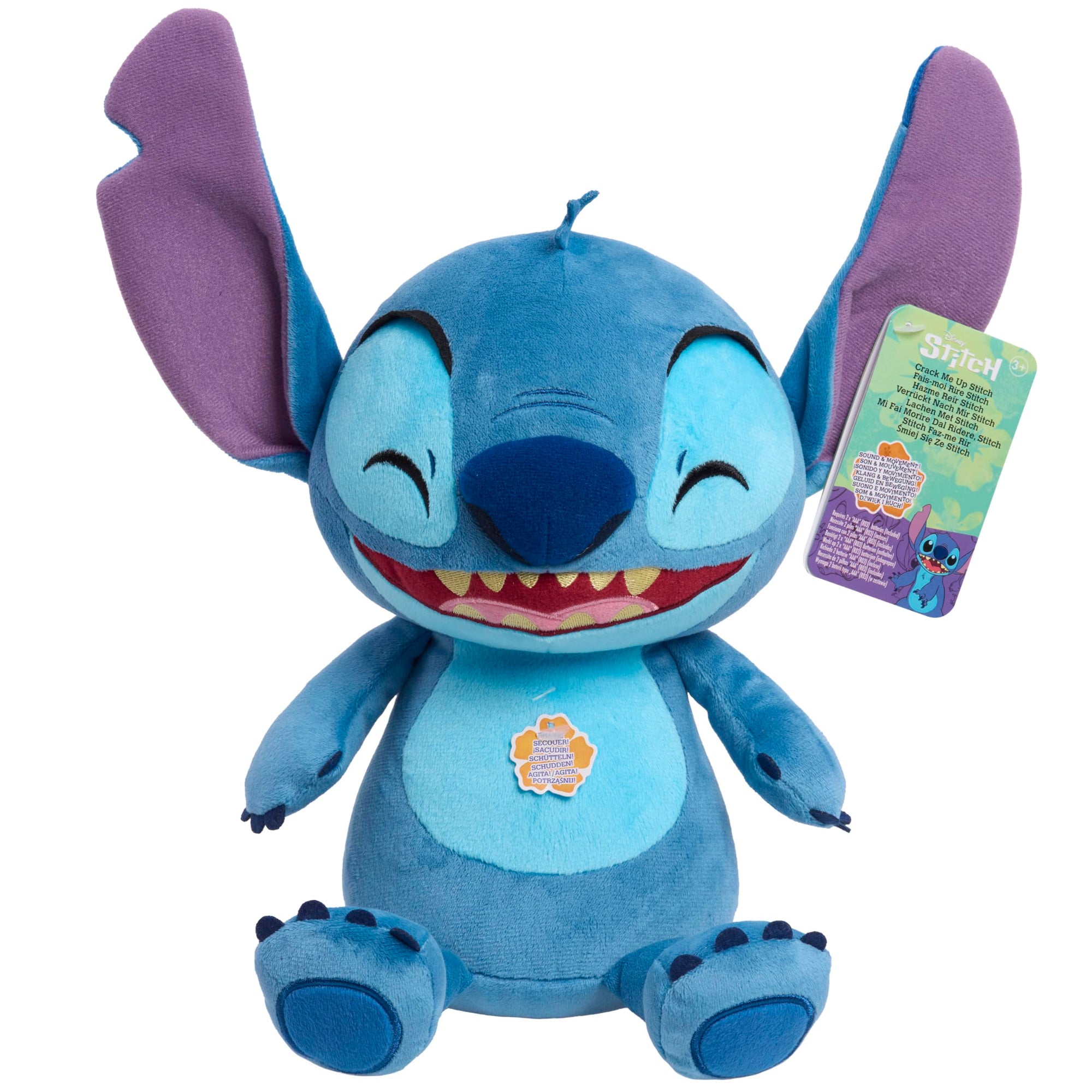 Disney Stitch Crack Me Up Stitch - Peluche de 11 pulgadas con sonidos y movimiento, meneos, risas y risas