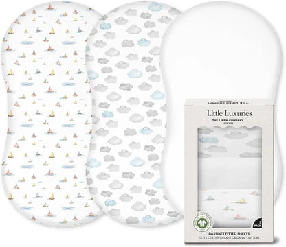 100% ORGANIC BASSINET FITTED SHEETS (3-PACK)