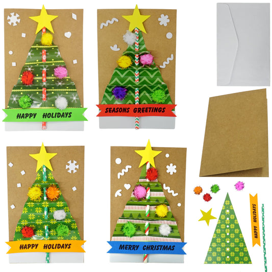 4E's Novelty Kit de manualidades para hacer tarjetas de Navidad para niños (paquete de 12)