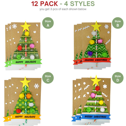 4E's Novelty Kit de manualidades para hacer tarjetas de Navidad para niños (paquete de 12)