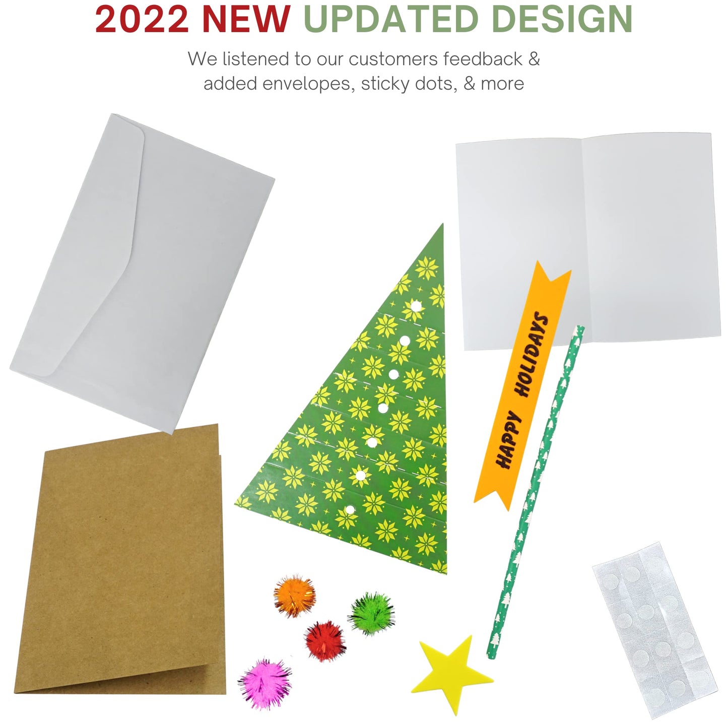 4E's Novelty Kit de manualidades para hacer tarjetas de Navidad para niños (paquete de 12)