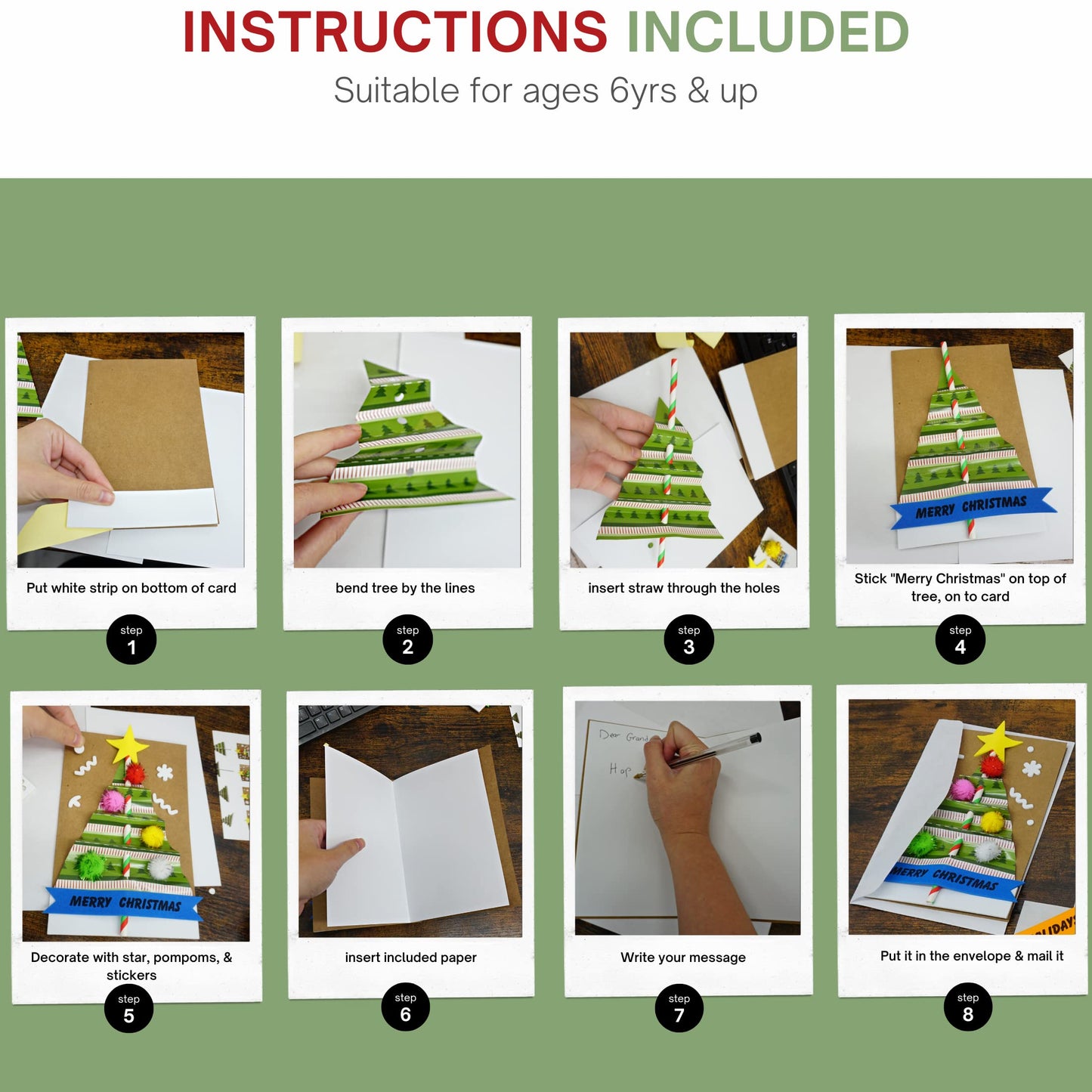 4E's Novelty Kit de manualidades para hacer tarjetas de Navidad para niños (paquete de 12)