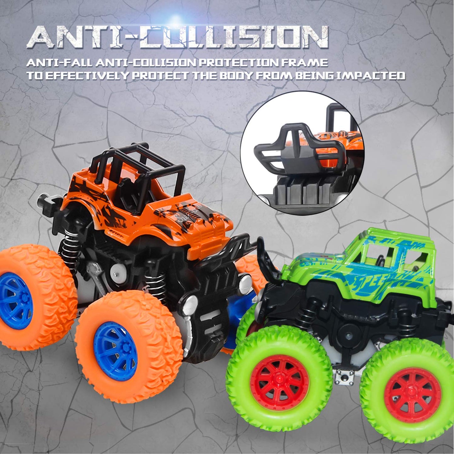 Lonandy - Juguetes de Monster Truck para niños - Autos de inercia de empuje y marcha
