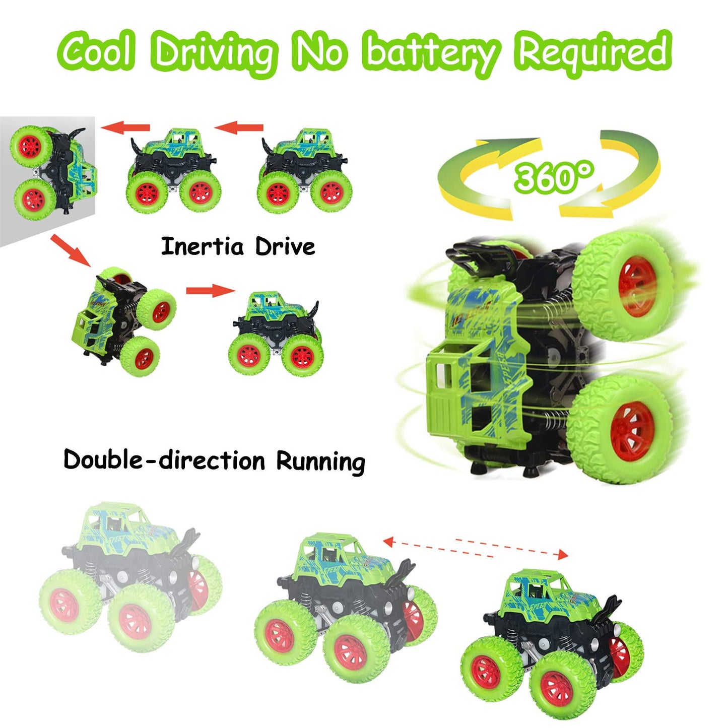 Lonandy - Juguetes de Monster Truck para niños - Autos de inercia de empuje y marcha