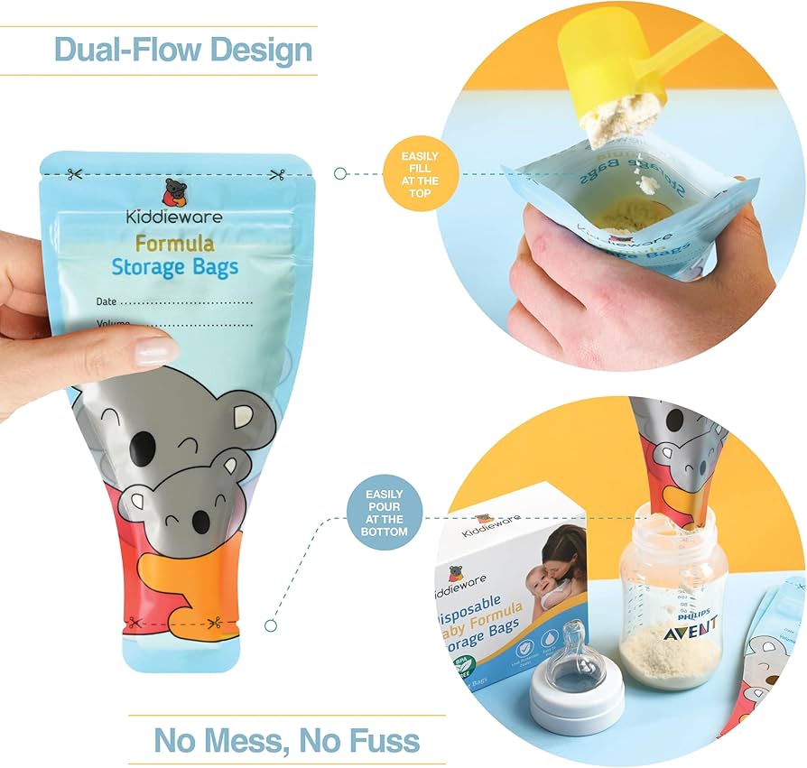 Paquete de 30 bolsas de almacenamiento de fórmula para bebés, dispensador, contenedor desechable