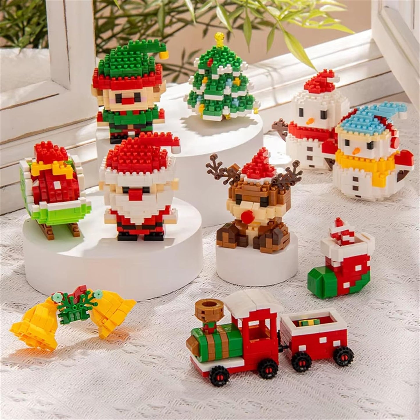 Juego 12 cajitas de bloques De Construcción de Diseño De Papá Noel