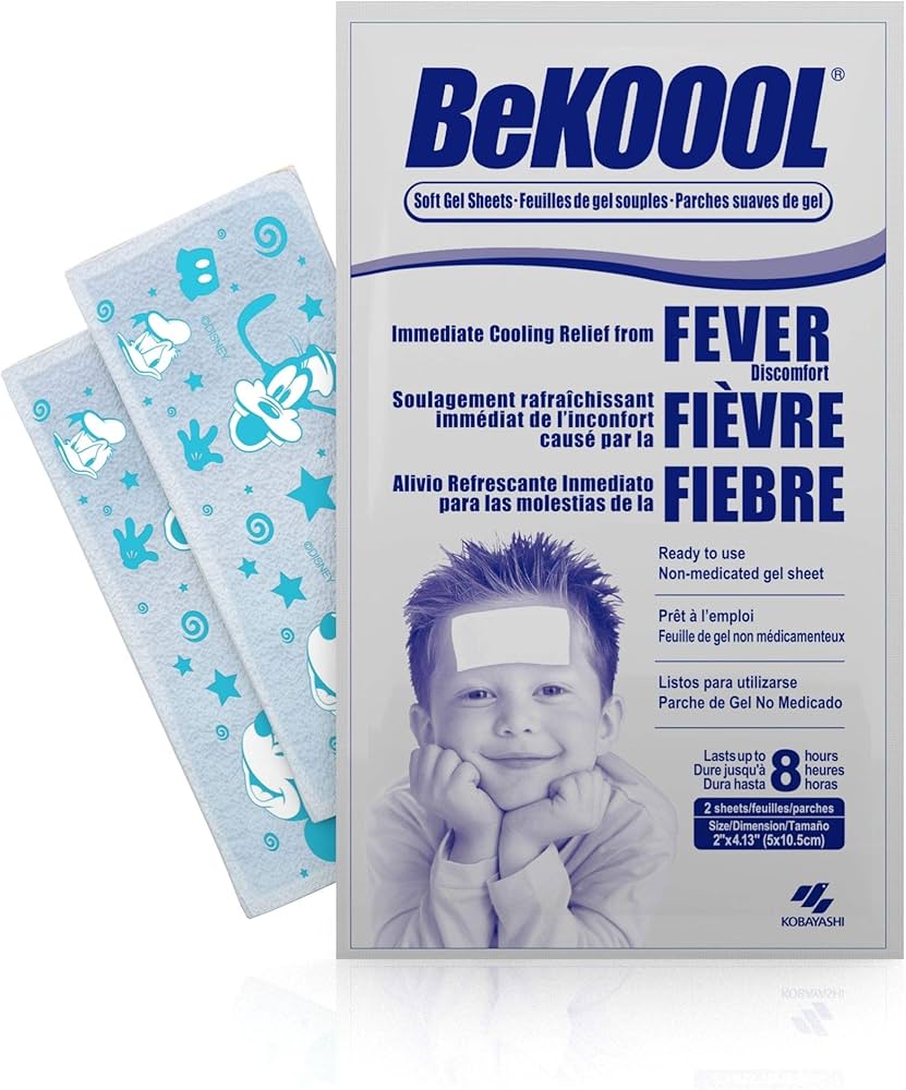BEKOOOL Hojas de gel suave para niños para aliviar el enfriamiento de las molestias de la fiebre | 4 unidades