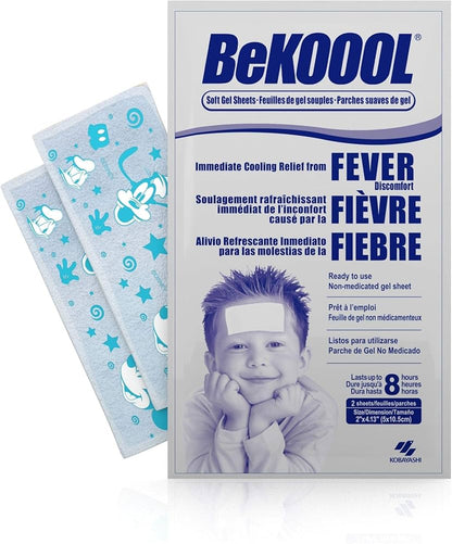 BEKOOOL Hojas de gel suave para niños para aliviar el enfriamiento de las molestias de la fiebre | 4 unidades