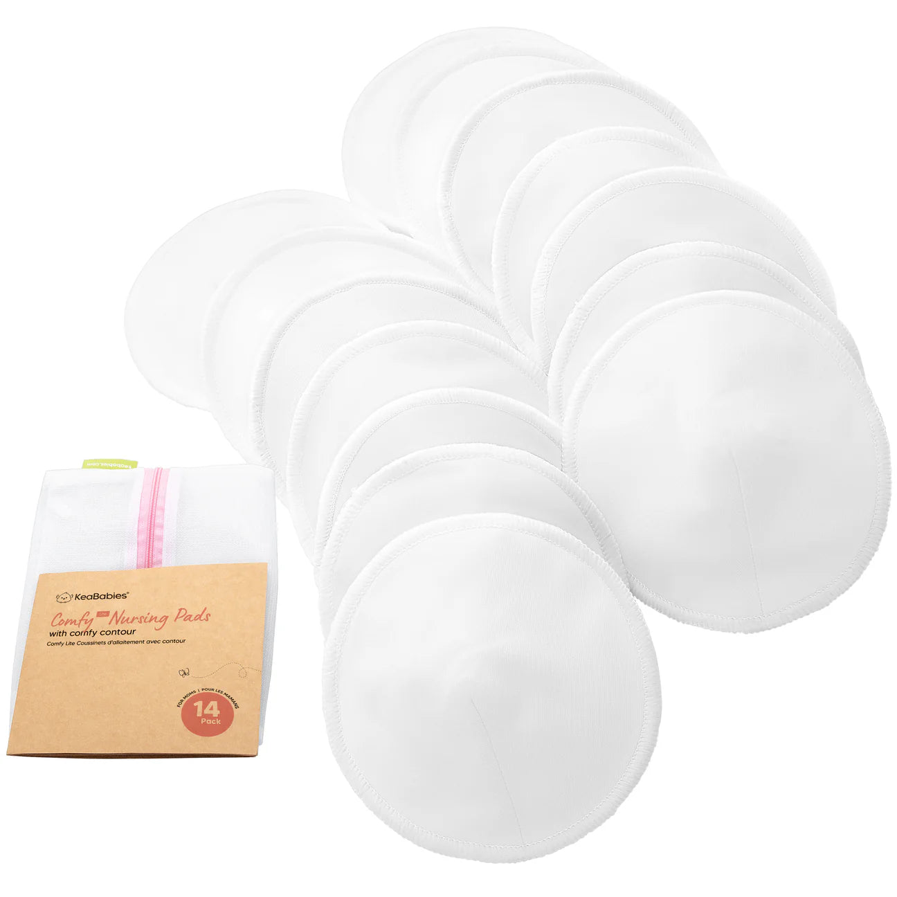 Keababies paquete de 14 almohadillas de lactancia Comfy Lite (blanco suave)