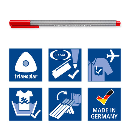 STAEDTLER 334 BK10TA Triplus Fineliner - Bolígrafo superfino, 0.012 in de ancho de línea