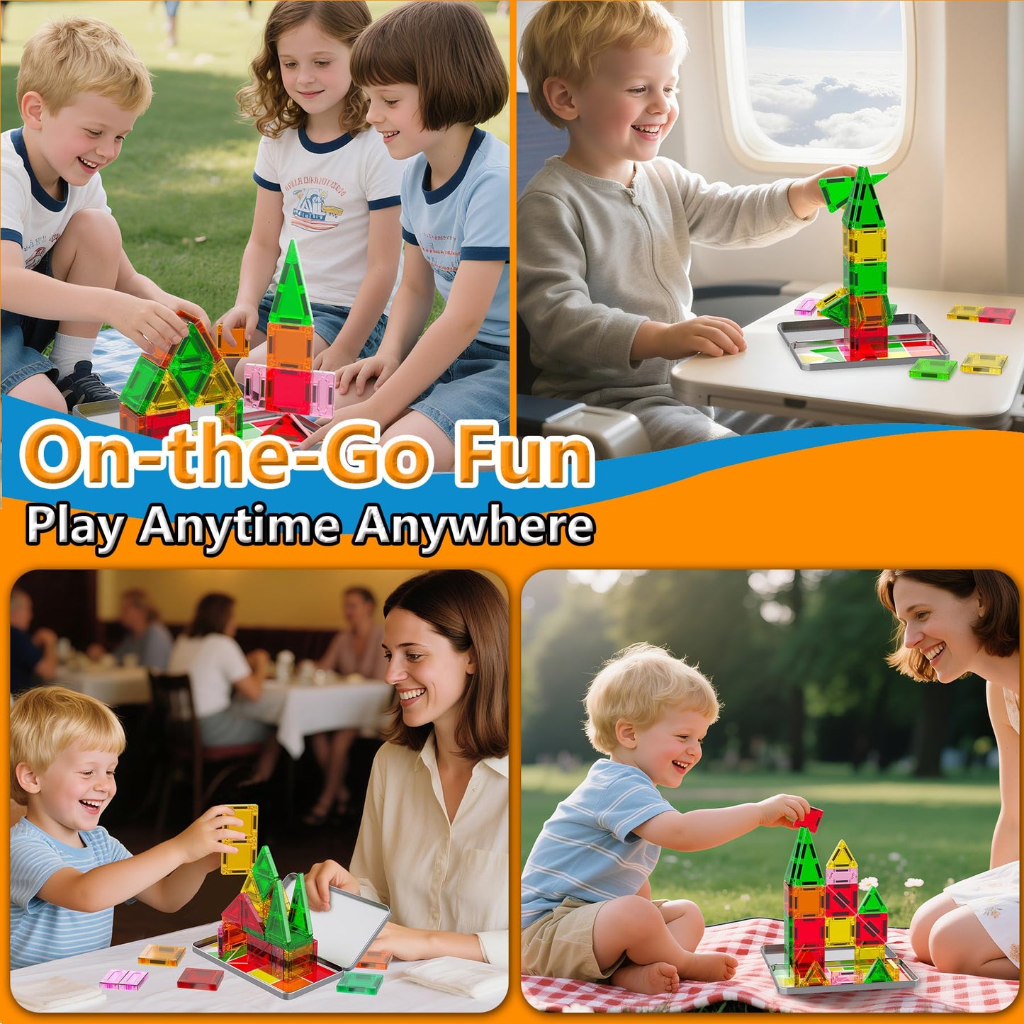 Mini azulejos magnéticos, 22 piezas de azulejos magnéticos de viaje de tamaño bolsillo con caja de metal