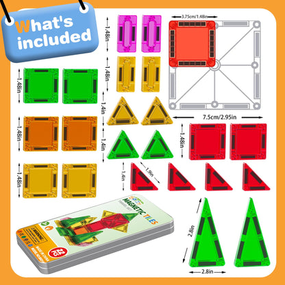 Mini azulejos magnéticos, 22 piezas de azulejos magnéticos de viaje de tamaño bolsillo con caja de metal