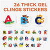 26 calcomanías de gel de animales del alfabeto, coloridas calcomanías de animales en mayúsculas y calcomanías de ventana