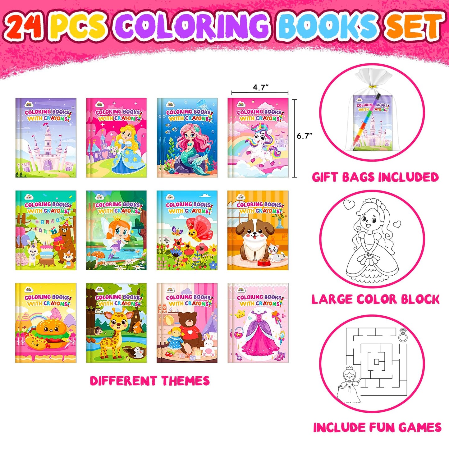 24 libros para colorear para niños con crayones