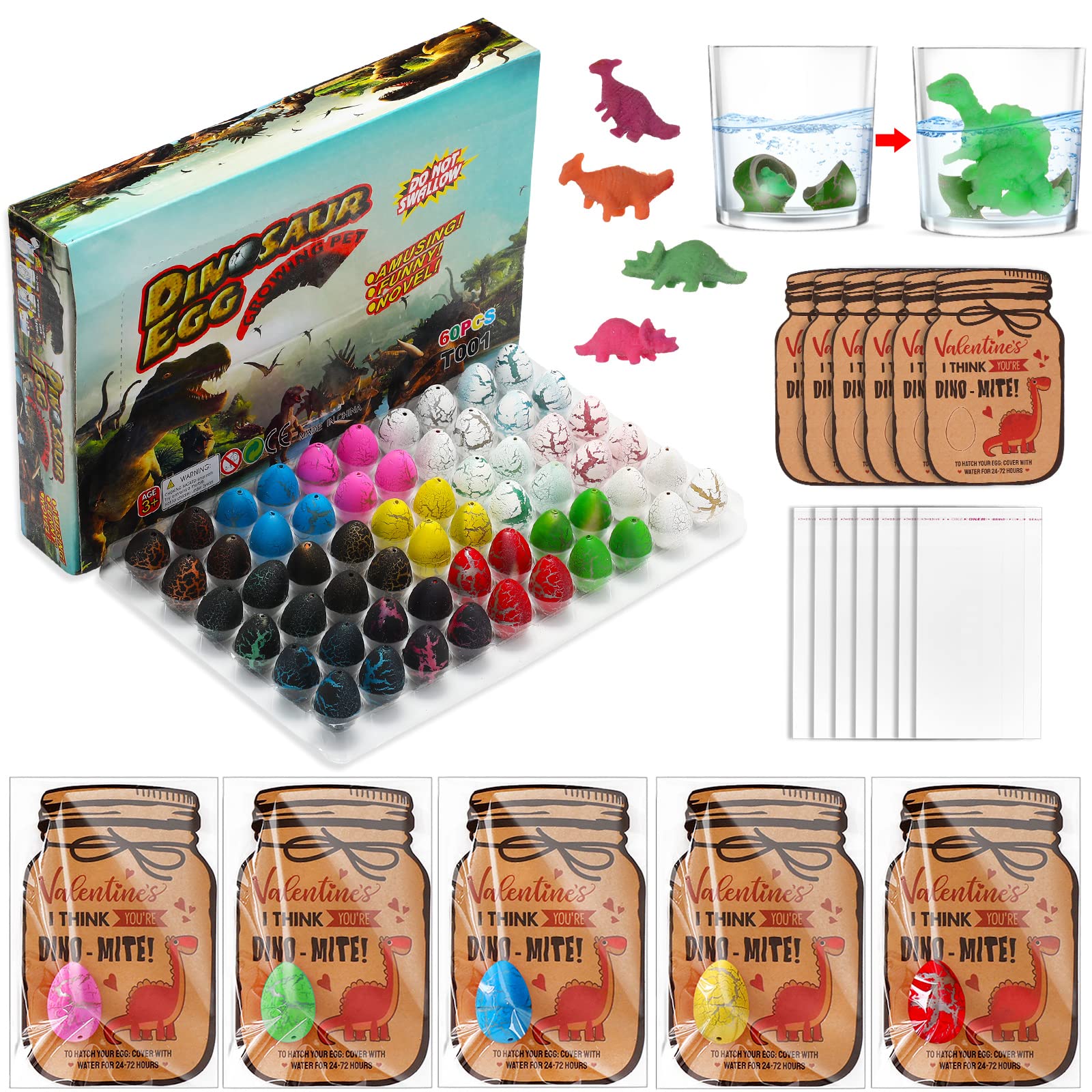 Sratte 60 tarjetas de huevos de dinosaurio para incubación de huevos de dinosaurio